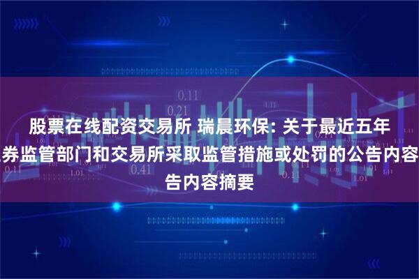 股票在线配资交易所 瑞晨环保: 关于最近五年被证券监管部门和交易所采取监管措施或处罚的公告内容摘要