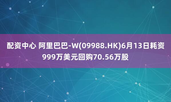 配资中心 阿里巴巴-W(09988.HK)6月13日耗资999万美元回购70.56万股