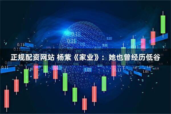 正规配资网站 杨紫《家业》：她也曾经历低谷